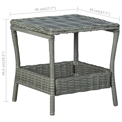 Tuintafel 45x45x46,5 cm poly rattan lichtgrijs