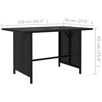 Tuintafel 110x70x65 cm poly rattan zwart