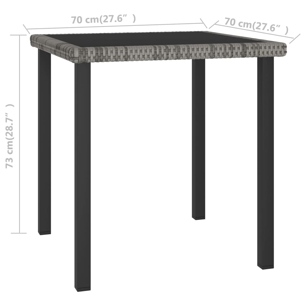 Tuintafel 70x70x73 cm poly rattan grijs