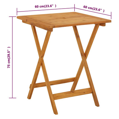 Tuintafel inklapbaar 60x60x75 cm massief acaciahout