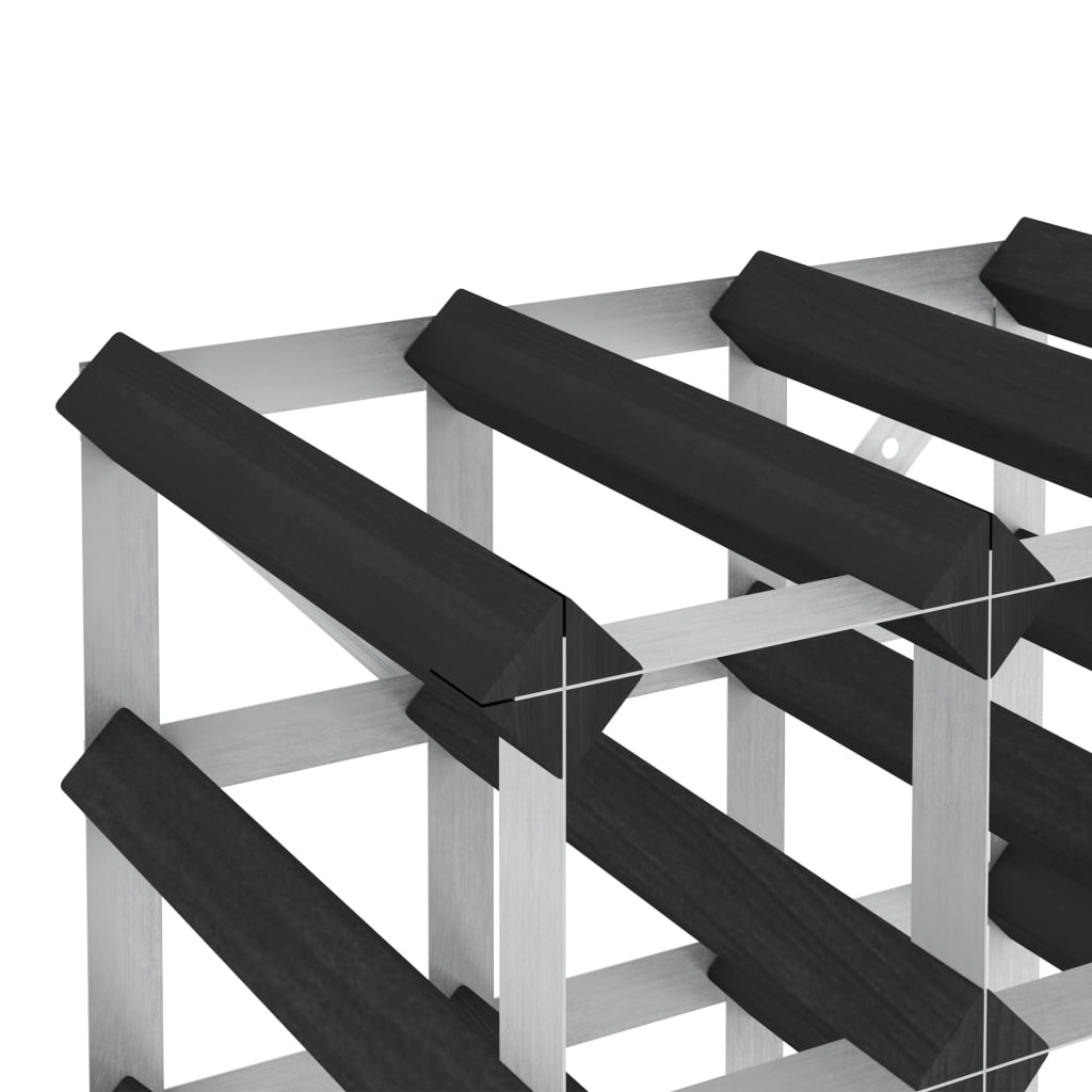 Wijnrek voor 12 flessen massief grenenhout zwart