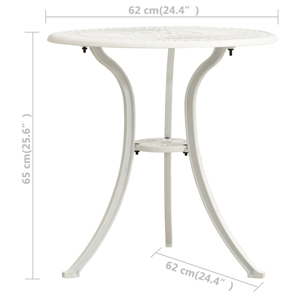 Tuintafel 62x62x65 cm gietaluminium wit