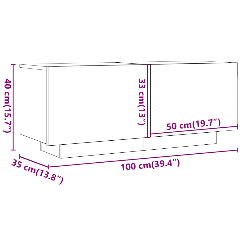 Tv-meubel 100x35x40 cm bewerkt hout zwart