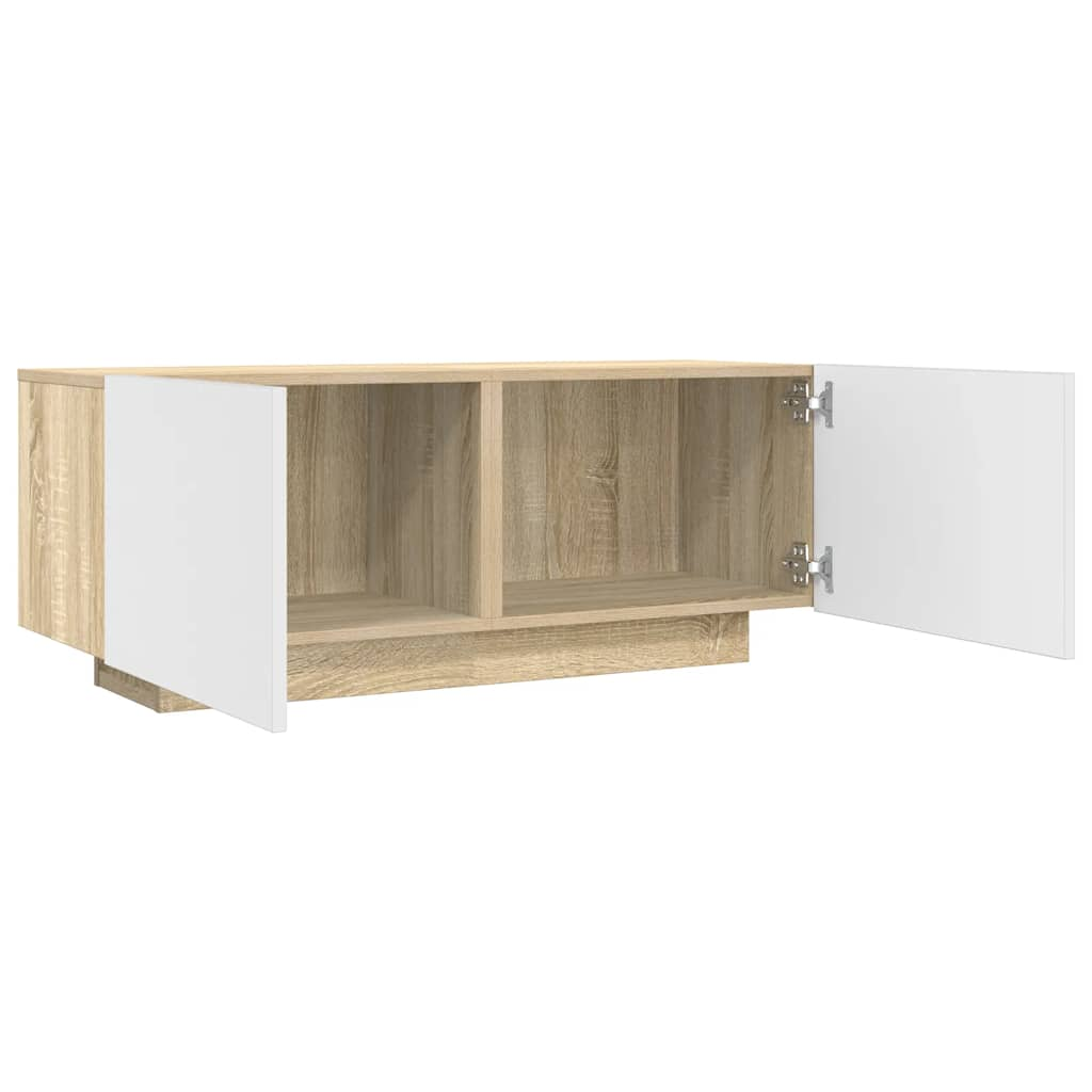 Tv-meubel 100x35x30 cm spaanplaat wit en sonoma eikenkleurig