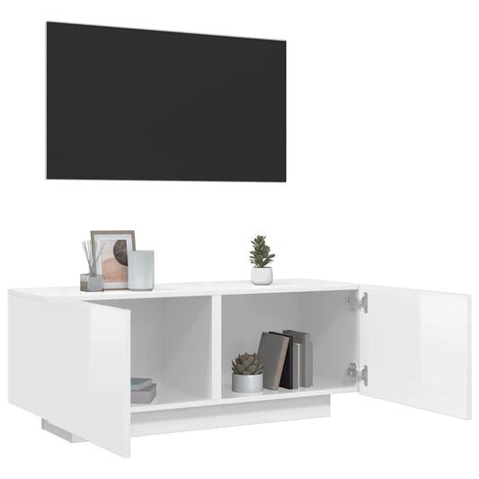 Tv-meubel 100x35x40 cm bewerkt hout hoogglans wit