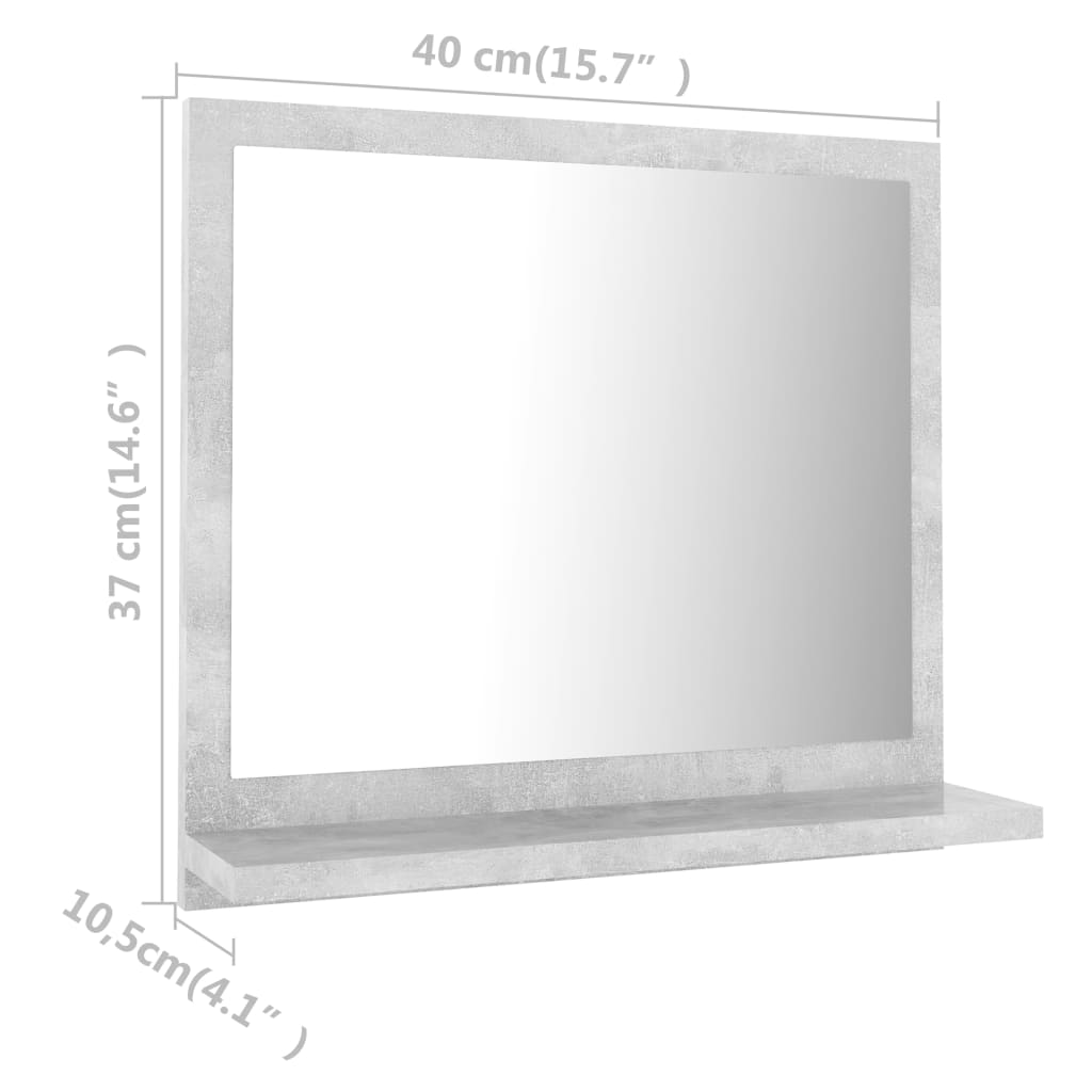 Badkamerspiegel 40x10,5x37 cm bewerkt hout betongrijs