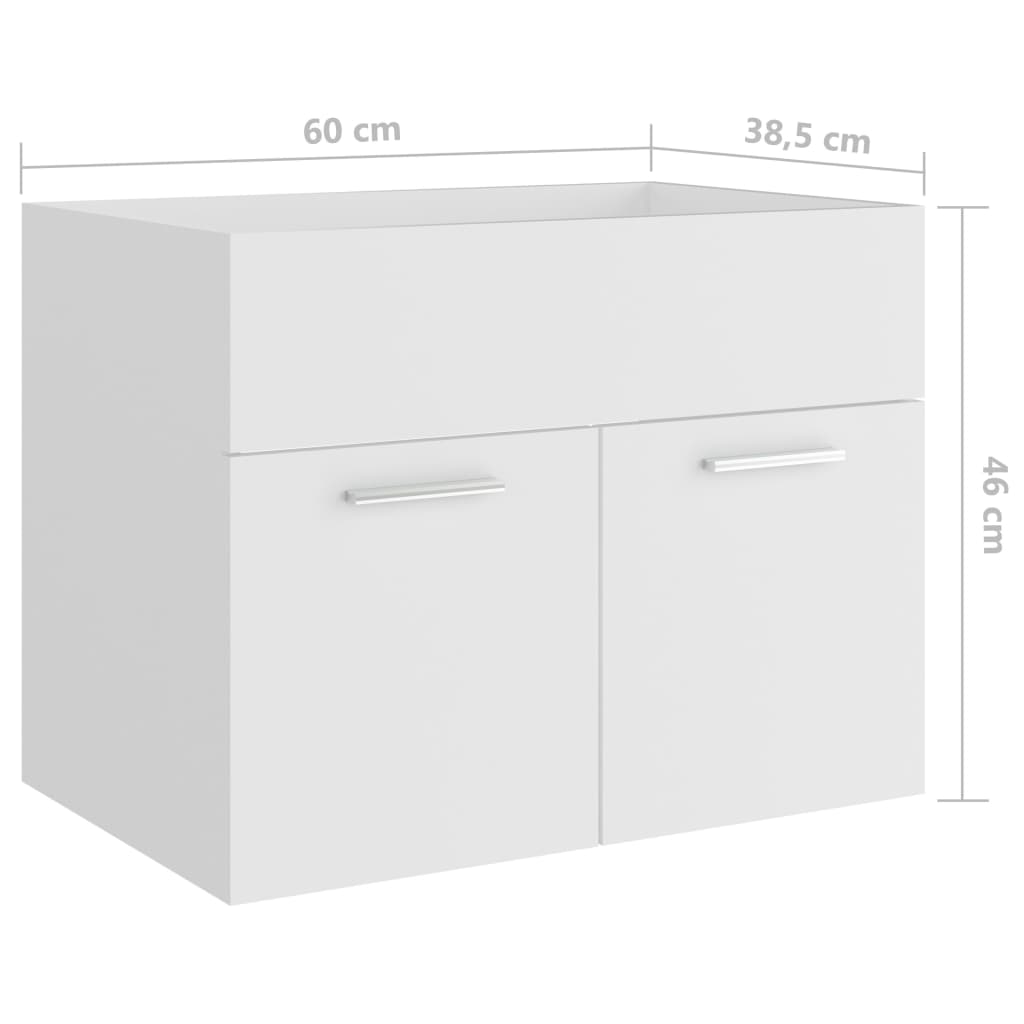 Wastafelkast 60x38,5x46 cm bewerkt hout wit