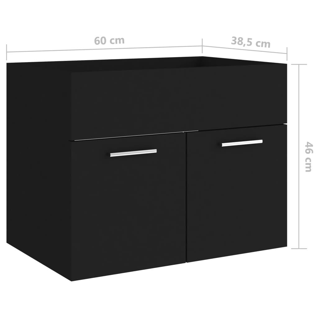 Wastafelkast 60x38,5x46 cm bewerkt hout zwart