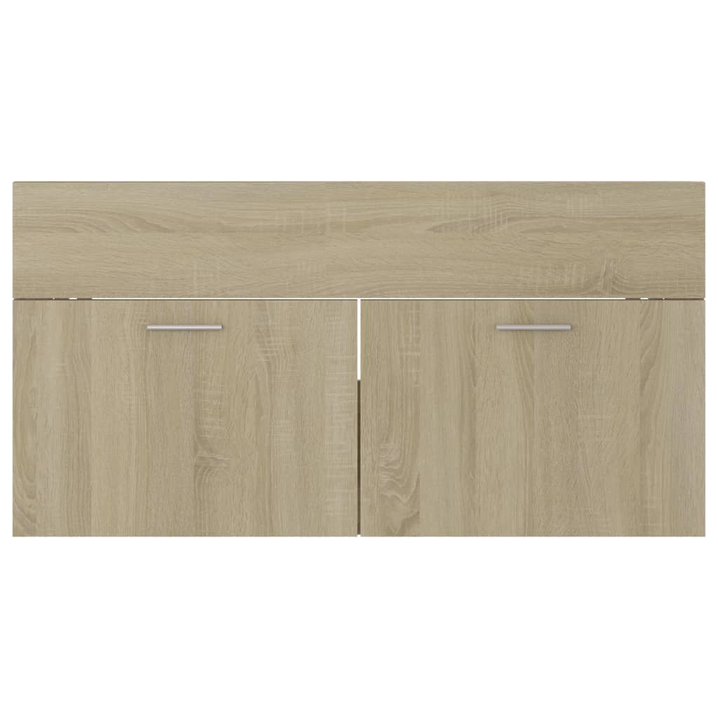 Wastafelkast 90x38,5x46 cm bewerkt hout sonoma eikenkleurig