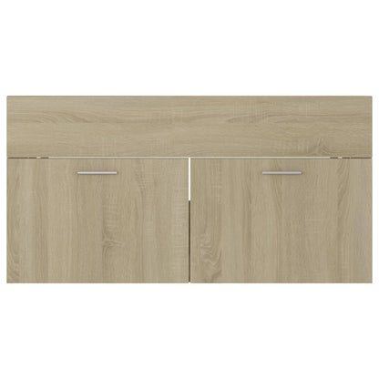 Wastafelkast 90x38,5x46 cm bewerkt hout sonoma eikenkleurig