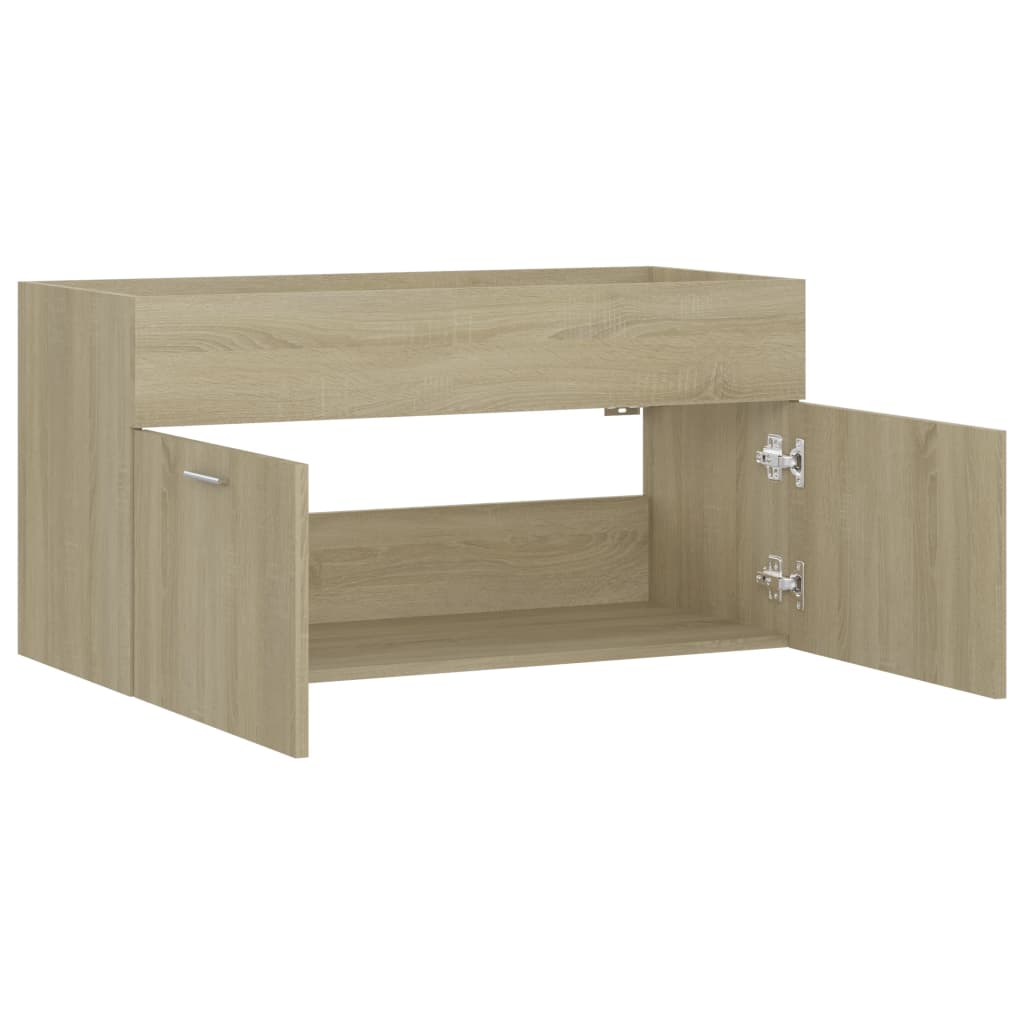 Wastafelkast 90x38,5x46 cm bewerkt hout sonoma eikenkleurig