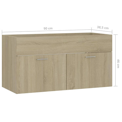 Wastafelkast 90x38,5x46 cm bewerkt hout sonoma eikenkleurig