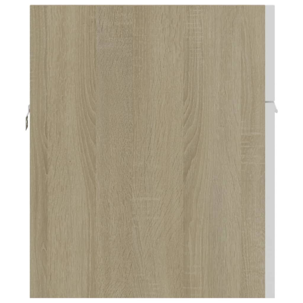 Wastafelkast 90x38,5x46 cm bewerkt hout wit en sonoma eiken