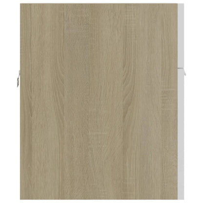 Wastafelkast 90x38,5x46 cm bewerkt hout wit en sonoma eiken