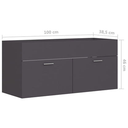 Wastafelkast 100x38,5x46 cm bewerkt hout grijs