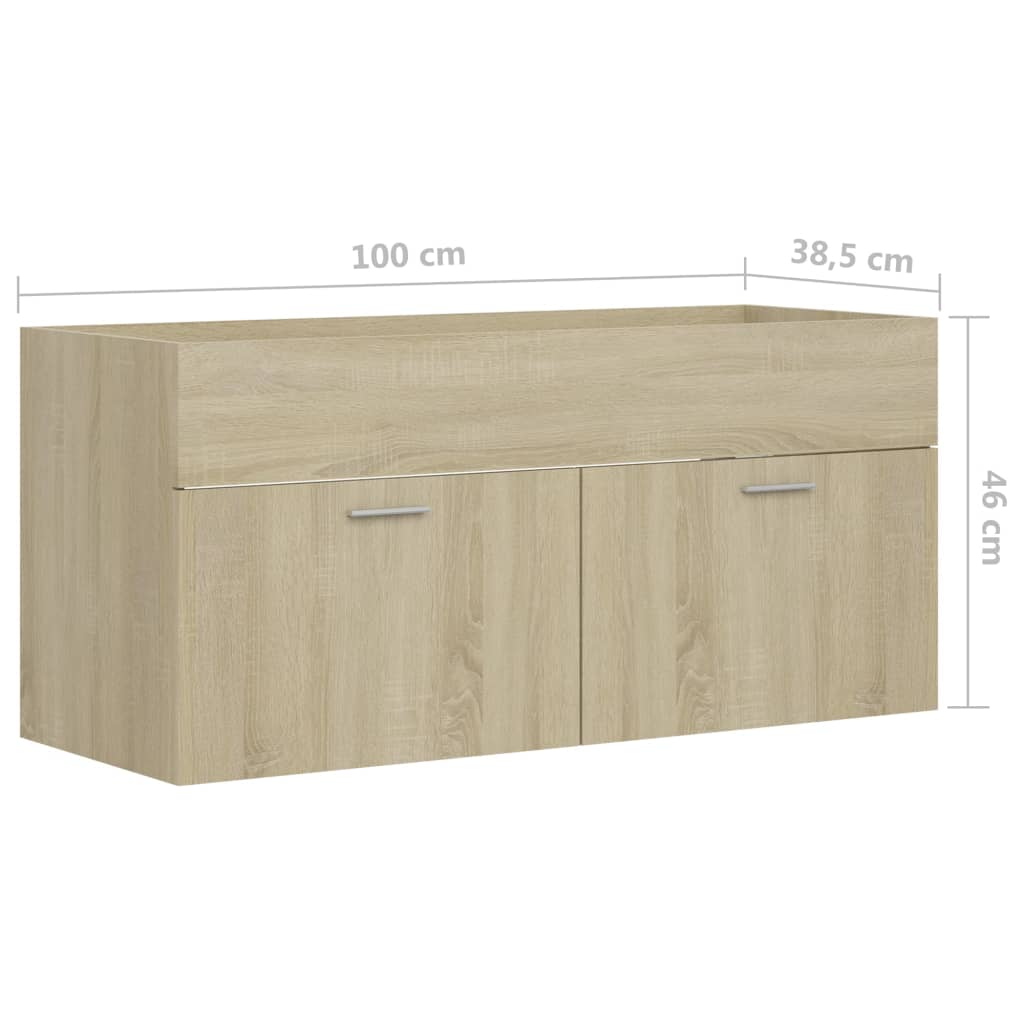 Wastafelkast 100x38,5x46 cm bewerkt hout sonoma eikenkleurig