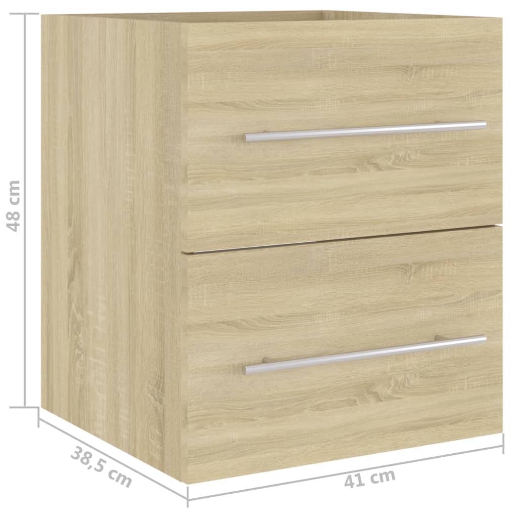 Wastafelkast 41x38,5x48 cm bewerkt hout sonoma eikenkleurig