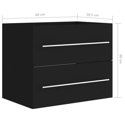 Wastafelkast 60x38,5x48 cm bewerkt hout zwart