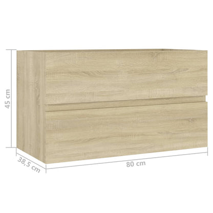 Wastafelkast 80x38,5x45 cm bewerkt hout sonoma eikenkleurig