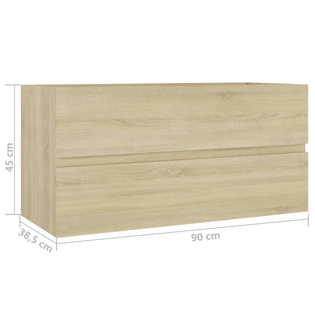 Wastafelkast 90x38,5x45 cm bewerkt hout sonoma eikenkleurig