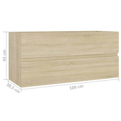 Wastafelkast 100x38,5x45 cm bewerkt hout sonoma eikenkleurig