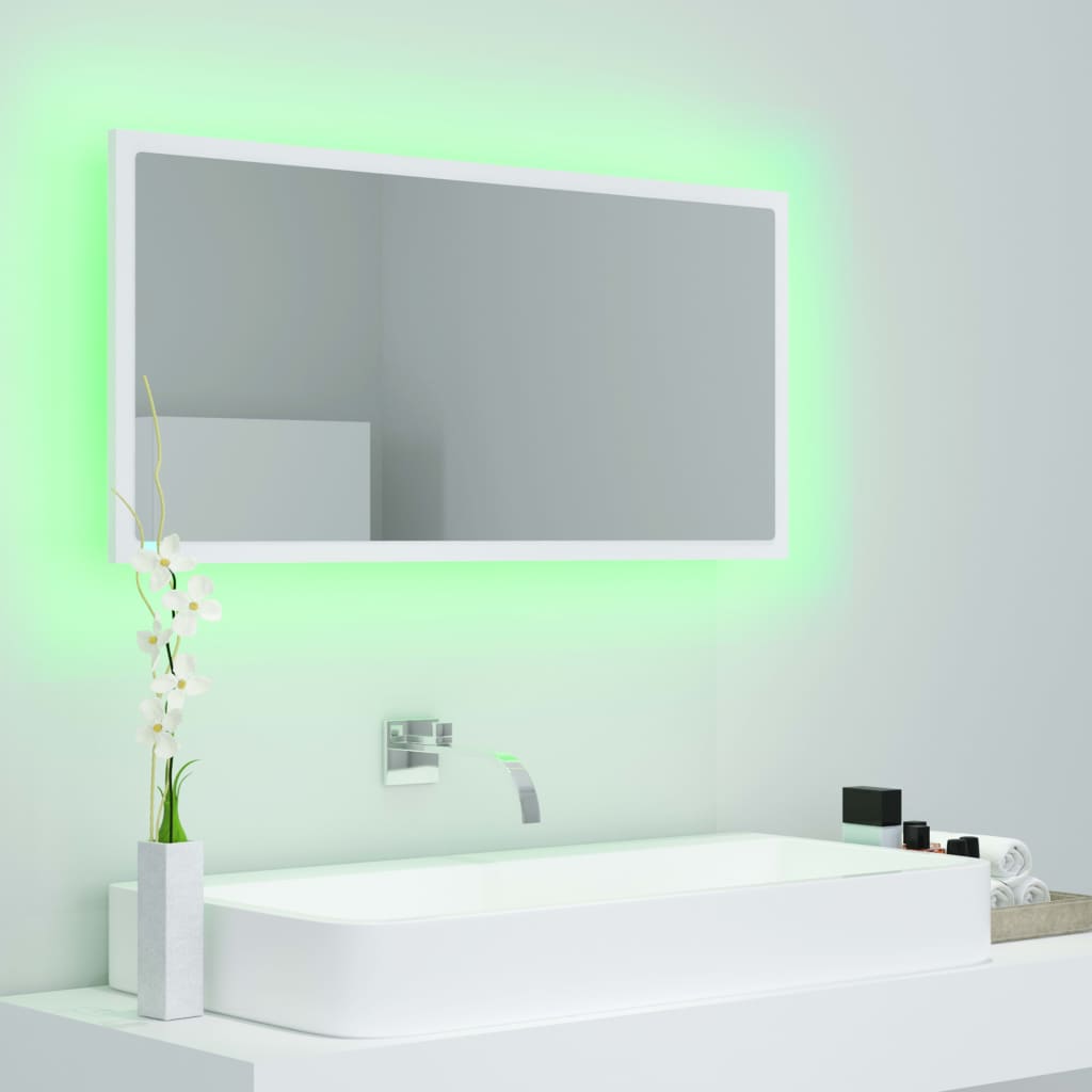 Badkamerspiegel LED 90x8,5x37 cm acryl wit