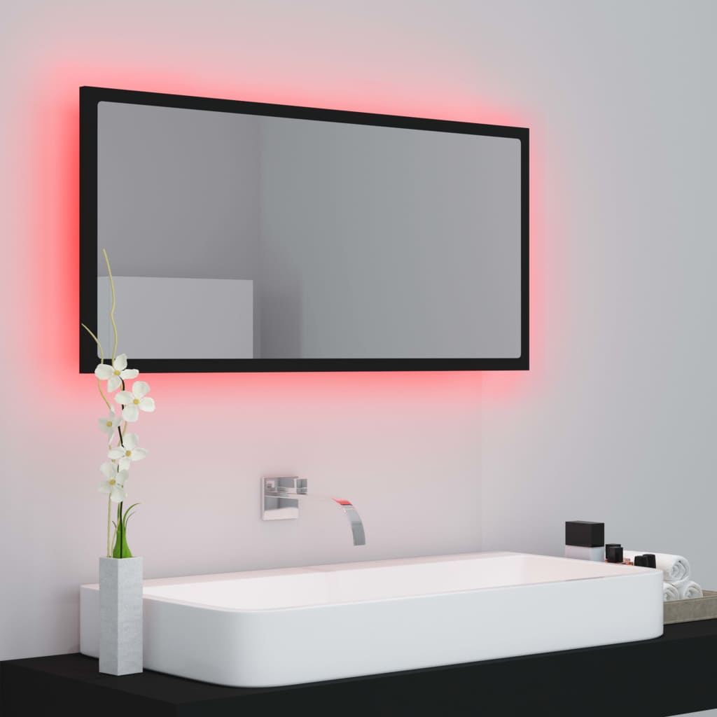 Badkamerspiegel LED 90x8,5x37 cm acryl zwart