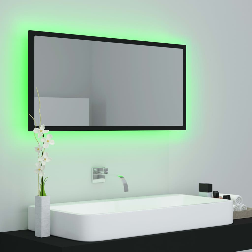 Badkamerspiegel LED 90x8,5x37 cm acryl zwart