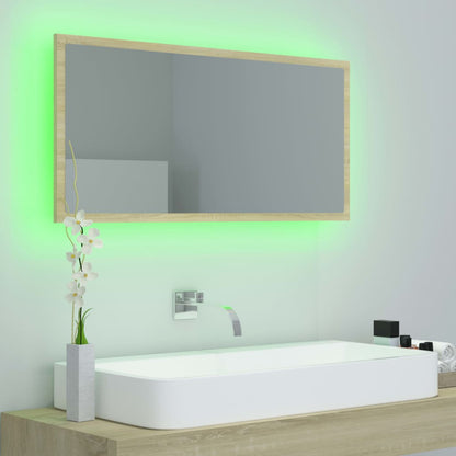 Badkamerspiegel LED 90x8,5x37 cm acryl sonoma eikenkleurig