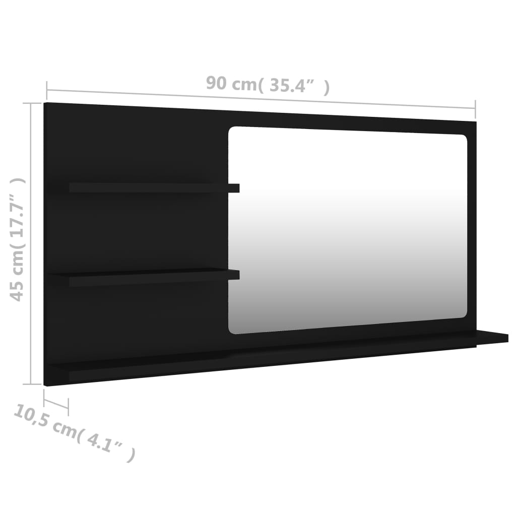 Badkamerspiegel 90x10,5x45 cm bewerkt hout zwart