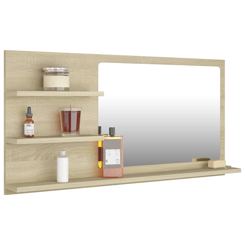 Badkamerspiegel 90x10,5x45 cm bewerkt hout sonoma eikenkleurig