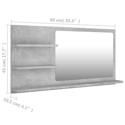 Badkamerspiegel 90x10,5x45 cm bewerkt hout betongrijs