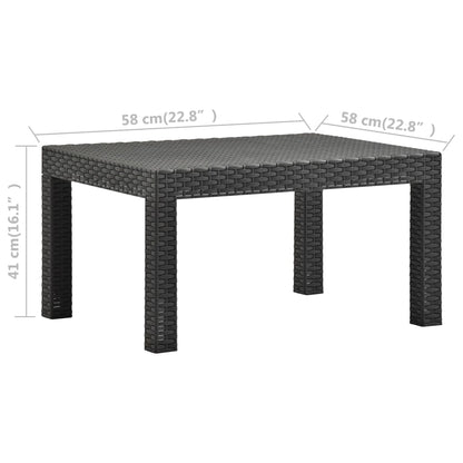 Tuintafel 58x58x41 cm PP rattan antracietkleurig