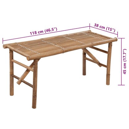 Tuinbank inklapbaar met kussen 118 cm bamboe