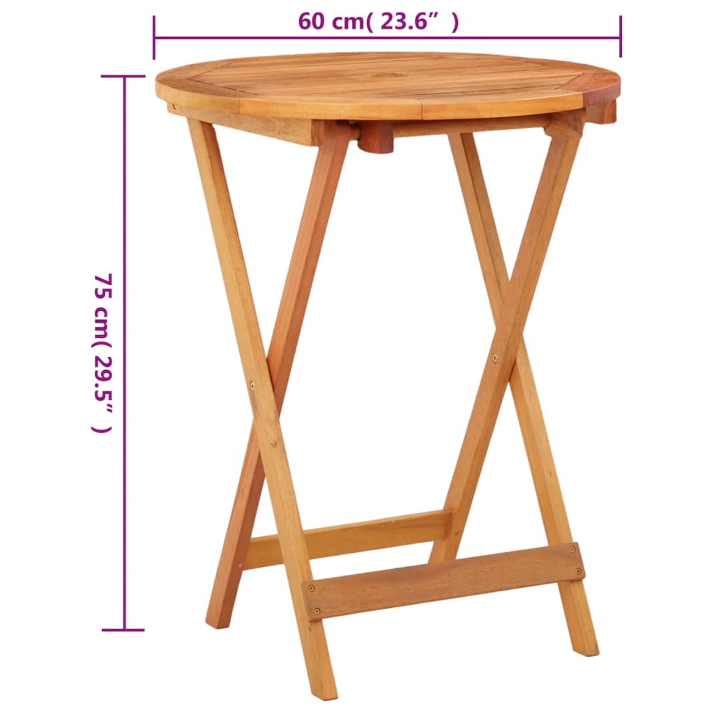 Tuintafel inklapbaar Ø60x75 cm massief eucalyptushout