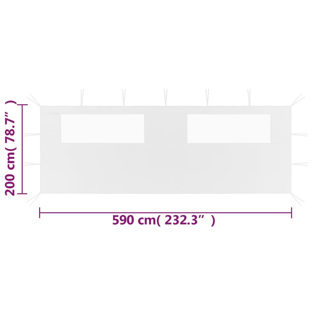 Prieelzijwand met ramen 6x2 m wit