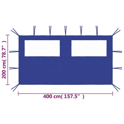 Prieelzijwand met ramen 4x2 m blauw