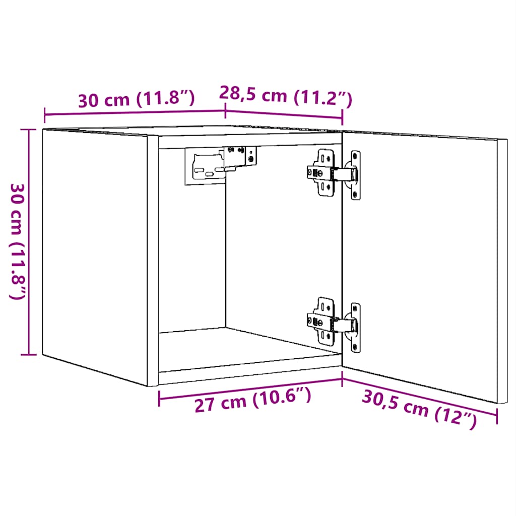 Tv-wandmeubel 30,5x30x30 cm wit