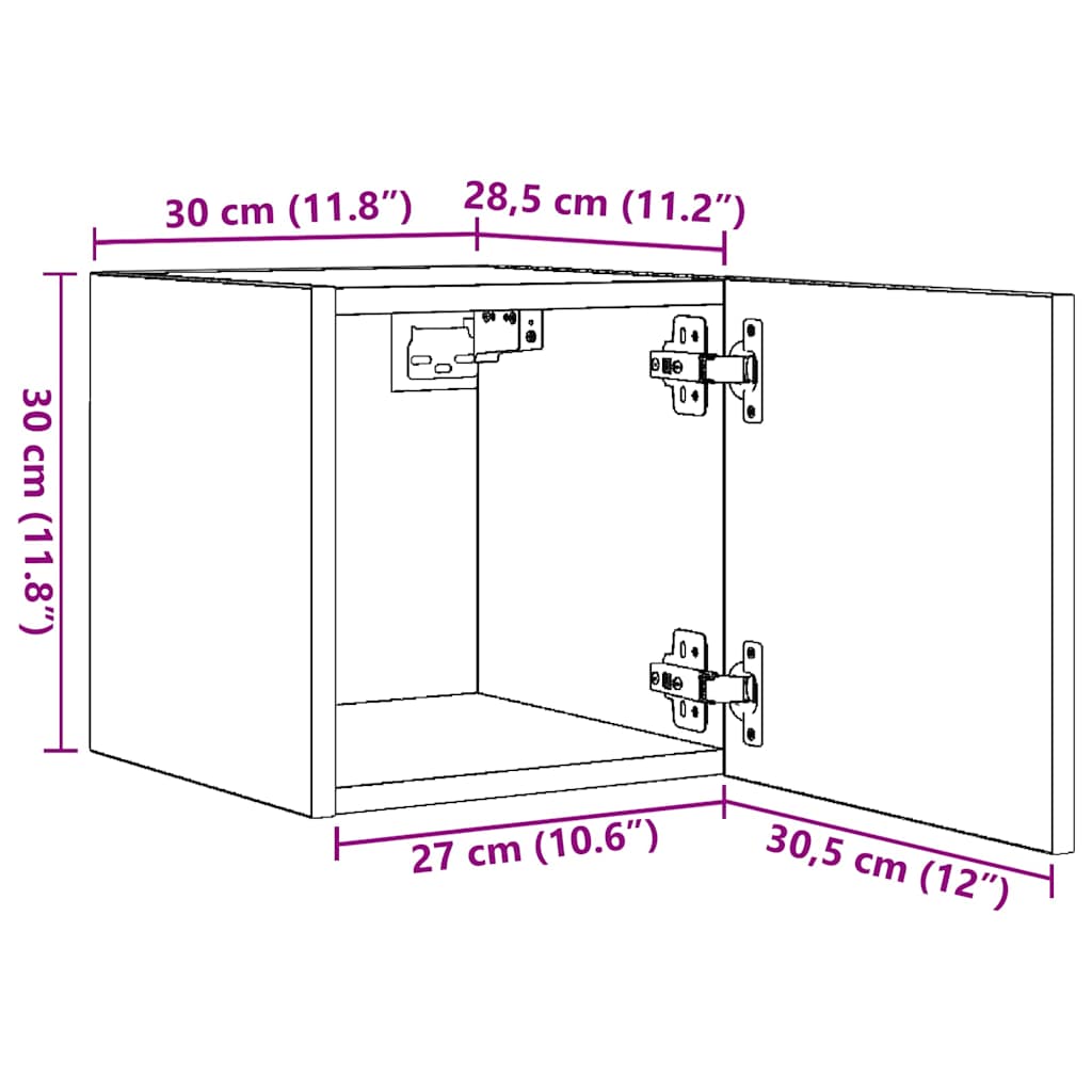 Tv-wandmeubel 30,5x30x30 cm sonoma eikenkleurig