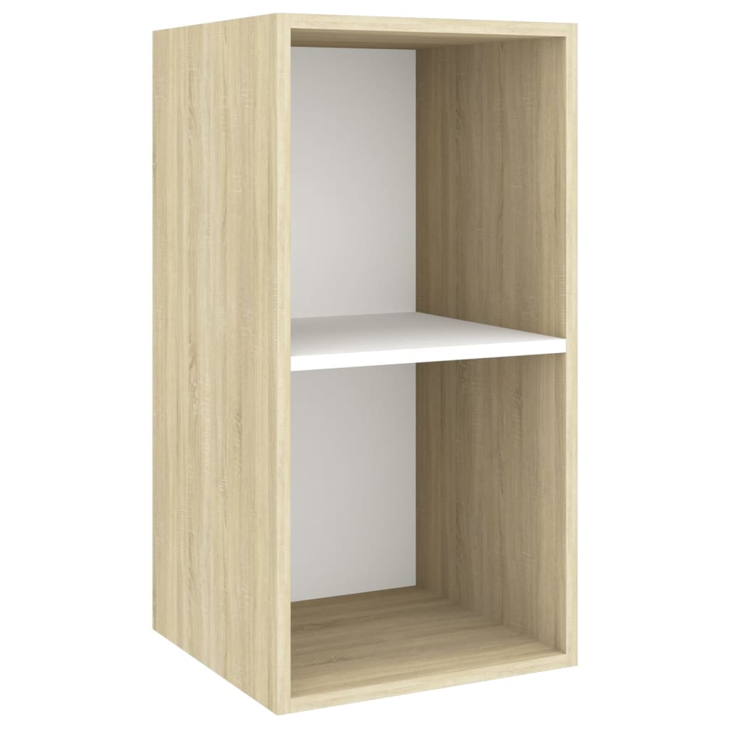 Tv-wandmeubel 37x37x72 cm bewerkt hout sonoma eikenkleur en wit