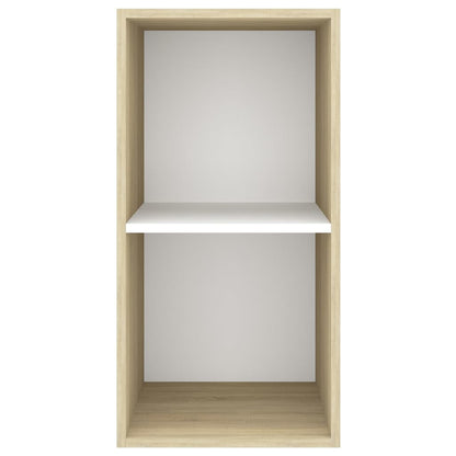 Tv-wandmeubel 37x37x72 cm bewerkt hout sonoma eikenkleur en wit