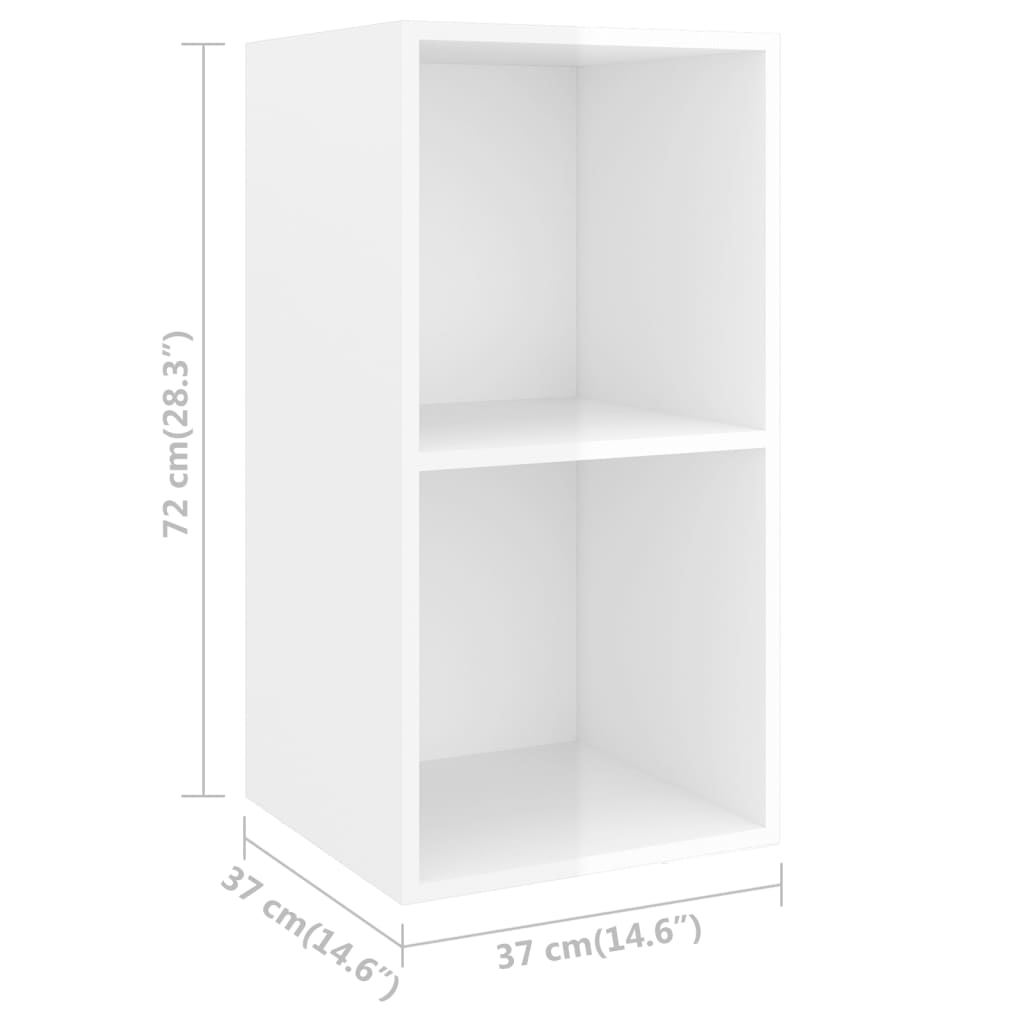 Tv-wandmeubel 37x37x72 cm bewerkt hout hoogglans wit