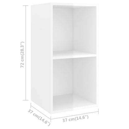 Tv-wandmeubel 37x37x72 cm bewerkt hout hoogglans wit