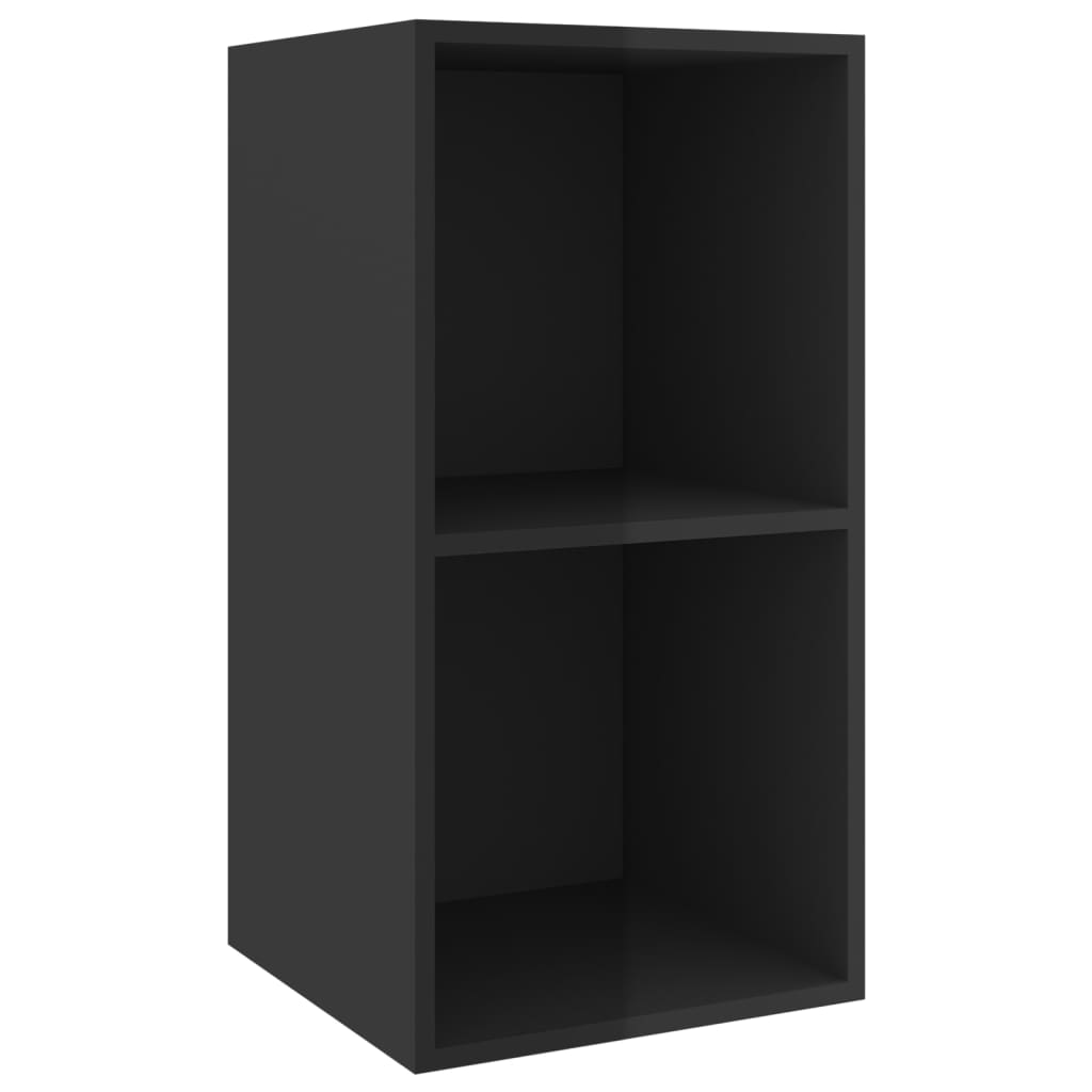 Tv-wandmeubel 37x37x72 cm bewerkt hout hoogglans zwart