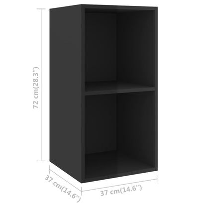 Tv-wandmeubel 37x37x72 cm bewerkt hout hoogglans zwart