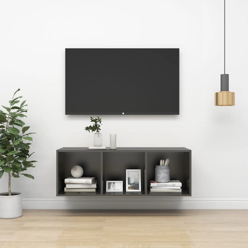 Tv-wandmeubel 37x37x107 cm bewerkt hout grijs