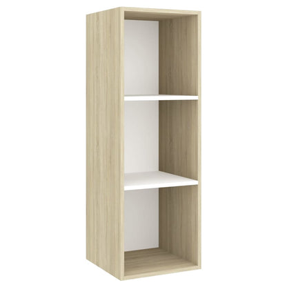 Tv-wandmeubel 37x37x107 cm bewerkt hout sonoma eikenkleurig wit