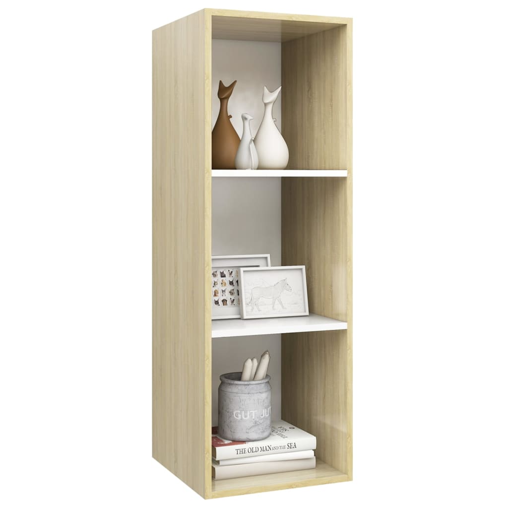 Tv-wandmeubel 37x37x107 cm bewerkt hout sonoma eikenkleurig wit