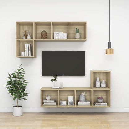 Tv-wandmeubel 37x37x142,5 cm bewerkt hout sonoma eikenkleurig