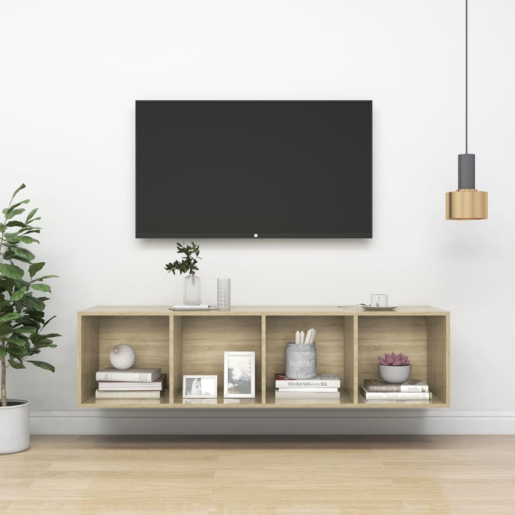 Tv-wandmeubel 37x37x142,5 cm bewerkt hout sonoma eikenkleurig